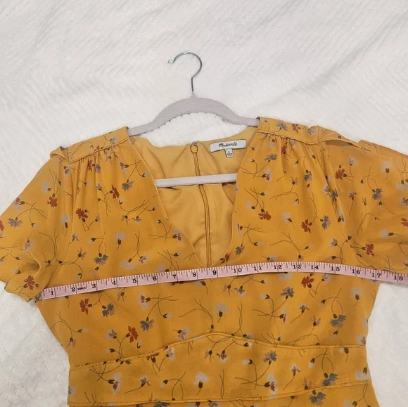 Madewell Silk Belladonna Yellow Floral Dress Size 4 - Picture 11 of 13